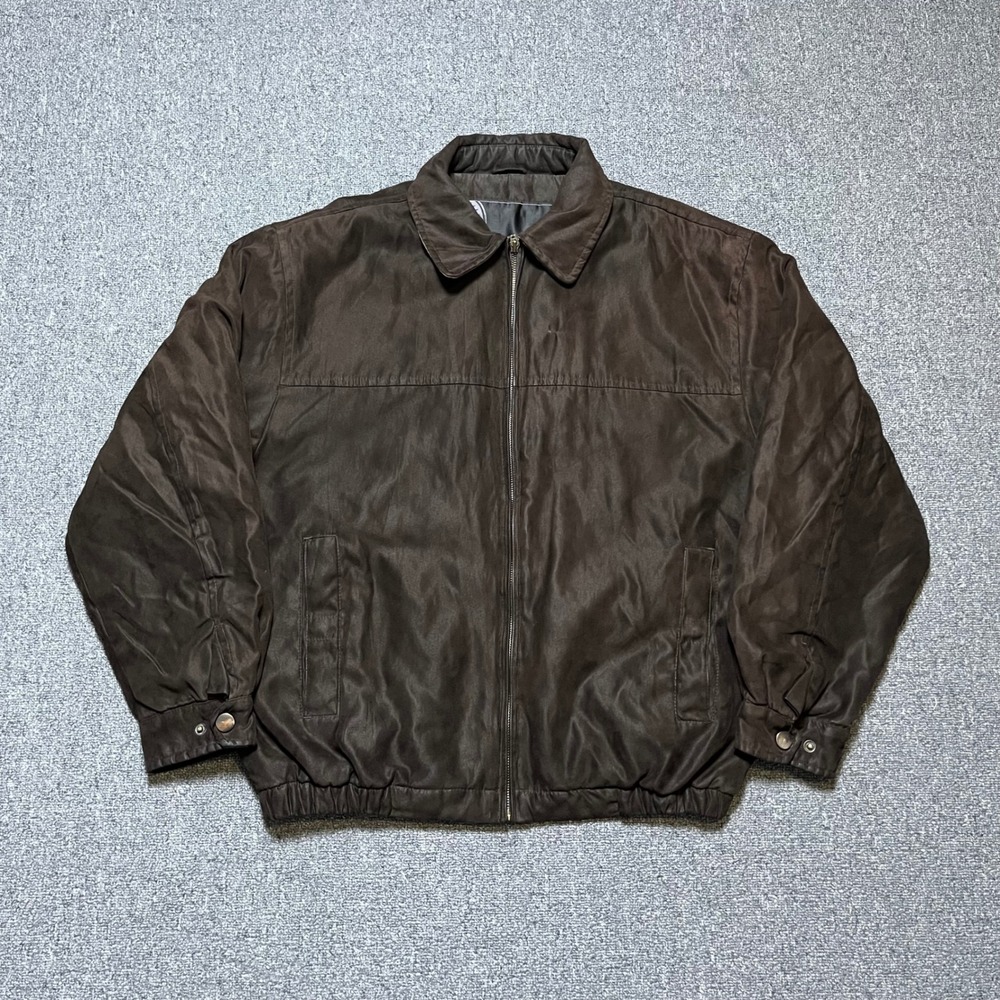Weather Report by Weatherproof Bomber Jacket Large Brown Faux Suede Full Zip‎